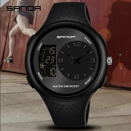 SANDA Band 763 Shockproof Wristwatch Luminous Mode Fashion Men Sports Quartz Business Electronic Watch Fall-proof montre homme