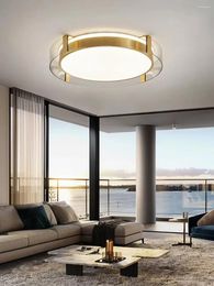 Ceiling Lights Light Minimalist Round LED Luxury Amber/Smokey Gray/Ripple Glass Indoor Hanging Dimmable For Living Room