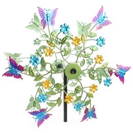 Garden Decorations Large Metal Wind Spinners Butterflies Windmill with Spin Flowers Colourful for Yard and Outdoor Art Decoration 230710