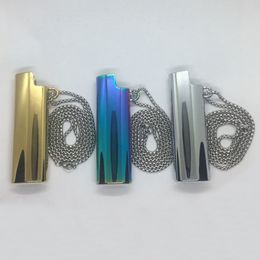 Smoking Colourful Metal Alloy Lighter J3 Lighter Case Casing Shell Protection Sleeve Portable Necklace Innovative Sheath Herb Tobacco Cigarette Holder Pendant DHL