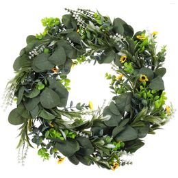 Decorative Flowers Small Eucalyptus Wreath Green Wreaths Farmhouse Lei Front Door Decorations Garland Plastic Ornament Wedding