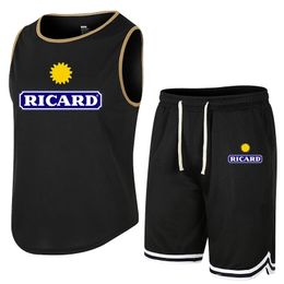 Mens Tracksuits RICARD Printed Sportswear Vest Shorts Summer Male Suit Printing Sleeveless TShirt Casual Pants Outfit Set 230710