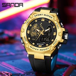 SANDA New Quartz Watches Men Water Resiatance 50 M Sport Wist Watches for Men Fashion Male Electronic Clock Stopwatch Luminous