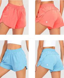 lulus Womens Yoga Outfits High Waist Shorts Exercise Short Pants Fitness Wear Girls Running Elastic Adult Sportswear Prevent Wardrobe Malfunction Breathable 66es