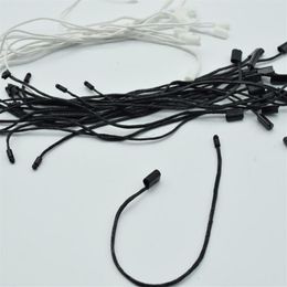 980pcs lot Good quality Black and white Waxed cord Hang Tag Nylon String Snap Lock Pin Loop Fastener Ties Length18cm230D