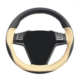 Steering Wheel Covers Microfiber Leather Color Matching Sports Cover Soft Braided Needle And Threaded Interior Accessories