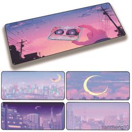 Mouse Pads Wrist Comics City View Mouse Pad Gaming Anime City Sky Moon Scenery Desk Pad Non-slip Keyboard Game Mouse Pad Student Supplies R230711