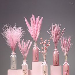 Decorative Flowers Really Dry Flower Pink Suit A Gift For Lovers Small Pampas Flores Tails Reed Grass Home Wedding Decoration Free