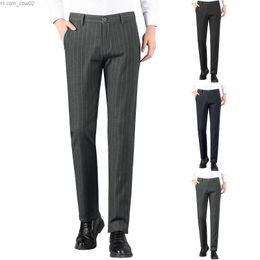 Men's Pants Summer Casual Pants Men's Thin Elastic Slim Fit Elastic Waist Cotton Business Classic Korean Men's Leggings Z230712