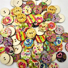 Wooden Buttons vintage paint 15 20 25mm 2 holes for handmade Gift Box Scrapbooking Crafts Party Decoration DIY Sewing draw303i