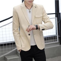 Men's Suits Blazers Spring Suit Men's Single Chest Button Double Button Slim Fit Casual Top 230710