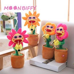 Plush Dolls Kids Toys Singing and Dancing Cactus Sun Flower Toy Simulation Sunflower Playing Saxophone Gift Cute Flowers 230710