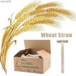 50/100 Pieces Eco Friendly Manual Razor Wheat Straw Disposable Razor Biodegradable Material Two Layer Blade Shaving Razor L230520
