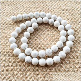 Charms 8Mm Natural Stone White Turquoise Beads Diy Jewellery Finding Necklace Earrings Making Drop Delivery Findings Components Dhw5L