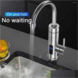 Kitchen Faucets Stainless Steel Electric Heated Faucet Fast Heating Replacement Home El Sink Digital Tap White Us Plug 110V Drop Del Dhms6
