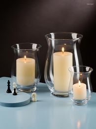 Candle Holders Glass Simple Wedding Decoration Bar Cup Party Living Room Decor European Romantic Outdoor Windshield Lamp Hogar