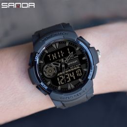 SANDA Men's Sport Watches Multifunctional Chronograph Waterproof Wristwatch LED Digital Military Quartz Clock Relogio Masculino