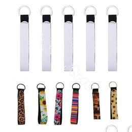 Key Rings Ups Sublimation Blank Long Keychain Pendant Keyring Heat Transfer Neoprene White Wrist Band Chain Diy Gift Drop Delivery Je Dhfoa