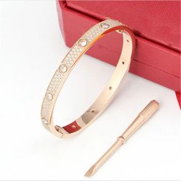 love bracelet gold bangle three row diamond designer jewelry for women rose gold silver plated screw bracelets luxe men luxurious holiday birthday party gift