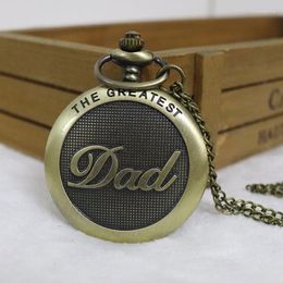 Pocket Watches Luxury To My DAD I Love You Carving Quartz Watch For Father Engraved Fob Chain Clock Daddy Birthday Gifts