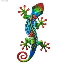 Home Garden Decoration Metal Lizard Wall Art for Outdoor Statues Sculptures Miniatures Ornaments Patio Yard Bedroom Decor L230620