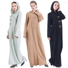 Ethnic Clothing Muslim Abaya Women Moroccan Hooded Hand-stitched Drill Dress Party Festive For Luxury Diamond Robe Middle East