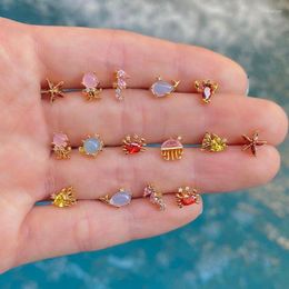 Stud Earrings Cute Crab Shell Ocean Animals Mini For Women Korean Accessory Fashion Jewelry 925 Sterling Silver