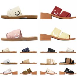 2023 Luxury Sandals fashion Woman's Woody Flat Mule Slippers Designer Famous Womens Slides Summer Black White Beige Pink Coach Sandels Lidies Platform Sandales