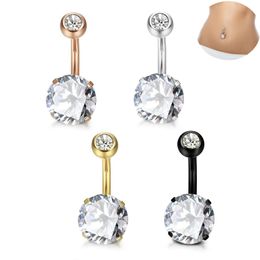 Navel Bell Button Rings Cute Zircon Crystal Body Jewellery Stainless Steel Rhinestone Piercing For Women Gift Black Colour Drop Delive Dhdf6