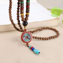 Pendant Necklaces Handmade Mantra Nepal Necklace For Women Men Buddhist Mala Wood Beads & Ethnic Long Statement Jewelry 2023