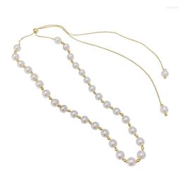 Choker Exquisite Gentle Stylish Elegant Designed Long Tassel Pearl Golden Pull Use Non-Pendant Women Hair Jewellery Necklace