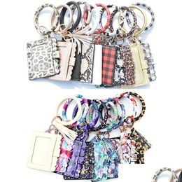 Key Rings Pu Leather Wristlet Card Pouch With Bangles Id Holder Coin Purse Tassel Party Favours 19 Colours Drop Delivery Jewellery Dhrif