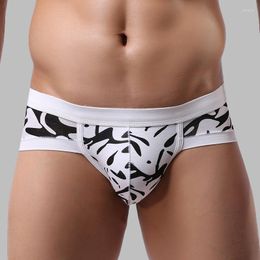 Underpants Male Panties Cotton Briefs Totem Drawing Soft Elastic Low Waist Cueca Underwear Men Plaid Shorts UD69a
