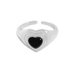 Cluster Rings Small And Luxurious Design Versatile Love Agate Open Ring 925 Sterling Silver Female Texture