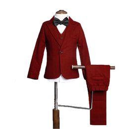 Suits Flower Boys Formal Blazer Suit Kids Jacket Vest Pants 3Pcs Wedding Clothing Set Children Prom Costume Piano Performance Dress 230711