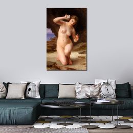 High Quality Handcrafted William Adolphe Bouguereau Oil Painting Woman with Shell Clssical Canvas Art Beautiful Wall Decor