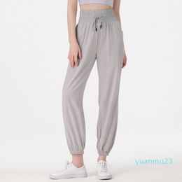 lu Yoga Women Jogger Pants High Waist Soft Womens Drawstring Pants Training Lady Jogging Pants