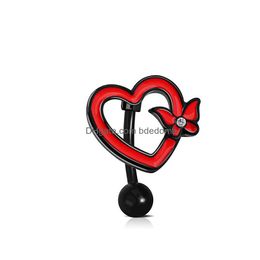 Navel Bell Button Rings Piercing For Women Red Color Moon Love Heart Surgical Steel Summer Beach Fashion Body Jewelry Drop Delivery Dhck0
