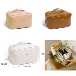 Toiletry Kits Portable Makeup Bag Large Capacity Leather Travel Cosmetic Women Waterproof Storage Case Multifunction Organizer 230711