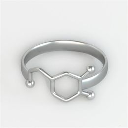 Wedding Rings Fashion Dopamine Molecule Ring for women Chemistry Neurotransmitter Science Jewellery 230710