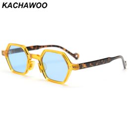 Kachawoo hexagon Polarised sunglasses men TR90 frame polygon retro sun glasses for women popular European style brown pink green