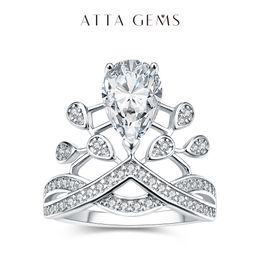 ATTAGEMS New 3.0CT Moissanite Ring D color Pear Shape 11*7mm 925 10K 14K Engagement Wedding Rings For Women Fine Jewelry Gift