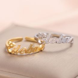 Band Rings Customised Name Ring Personalised Letter Adjustable Ring Handmade Jewellery Bride Maid Valentine's Day Gift 230711