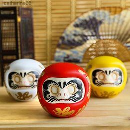 4 inch Japanese Daruma Ceramic Maneki Neko Mascot Saving Pot Dharma Good Luck Zen Statue Money Box Coin Bank Ornament L230711
