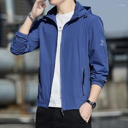 Men's Jackets 2023 Spring Summer Fashion Hooded Men Thin Jacket Casual Loose Mens Sunscreen Clothing Simple Solid Color Male Tops