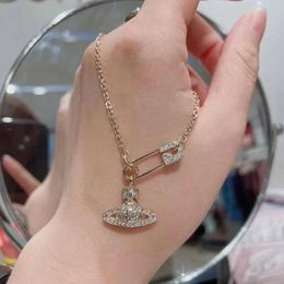 Western Empress Dowager Vivian Full Diamond Pins Saturn Level Great Flash High Edition Small Fragrance Necklace Chain2112