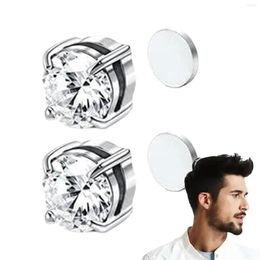 Orecchini sul retro 1 paio di orecchini a bottone magnetici in cristallo Clip facile da usare per donna uomo Punk tondo zircone magnete gioielli non penetranti