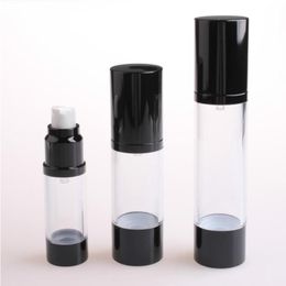 50ml Classic Black Vacuum Airless Pump Bottle Cosmetic Essence Oil Lotion Packaging Refillable Bottle lin3448 Qmavt