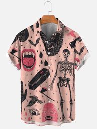 Men's Casual Shirts Summer Hawaiian Mayan Culture Short Sleeve Male Printed Clothes Big Size Oversize Social Tops Arrivals 230710