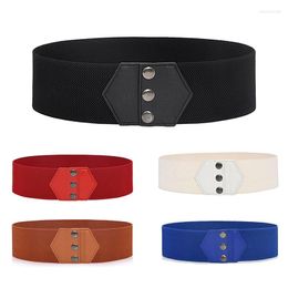 Belts 2023 Women Fashion Wide Elastic Belt Buckle Cinch Waistband Ladies Dress Waist Band Cummerbands Casual Stretch